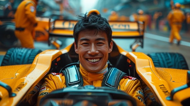 Portrait of man working as race driver