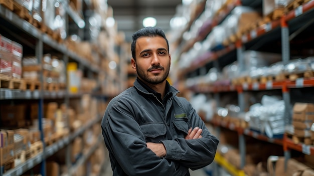 Portrait of man working as warehouse attendant