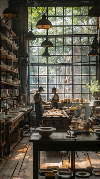 Free Photo portrait of man working on pottery stoneware