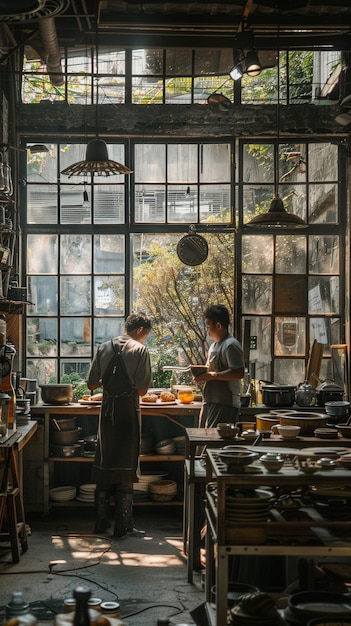 Free photo portrait of man working on pottery stoneware