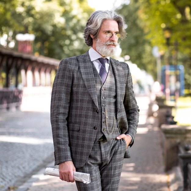 Free photo portrait of mature male looking away