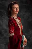 Free photo portrait of medieval queen in royal dress