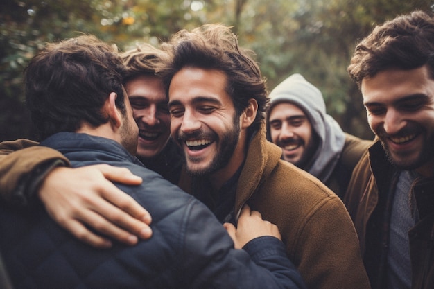 Free photo portrait of men sharing an affectionate moment of friendship and support