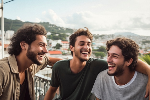 Portrait of men sharing an affectionate moment of friendship and support