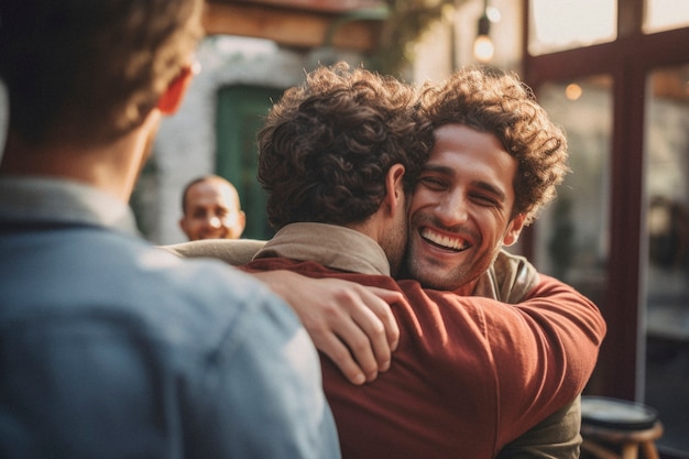 Free photo portrait of men sharing an affectionate moment of friendship and support