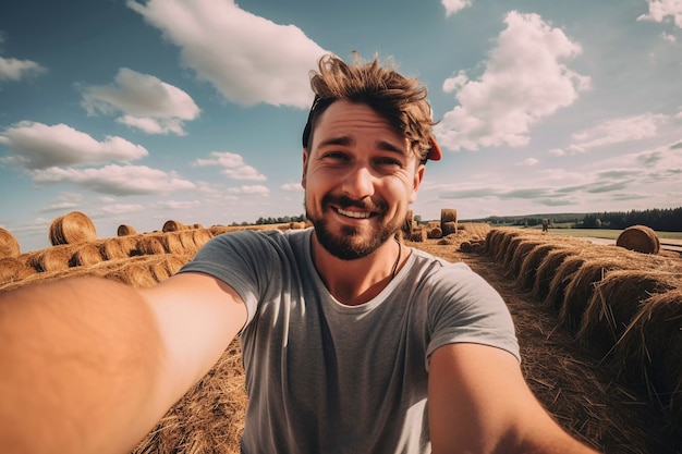 Free Photo portrait of millennial man living life in the country side after moving from the city