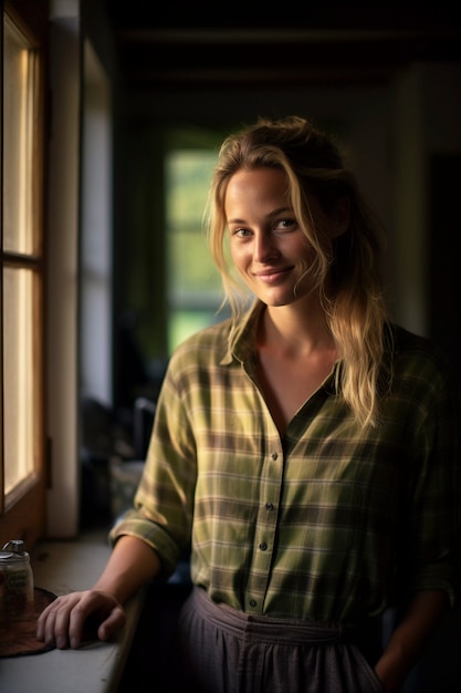 Free photo portrait of millennial woman living life in the country side after moving from the city