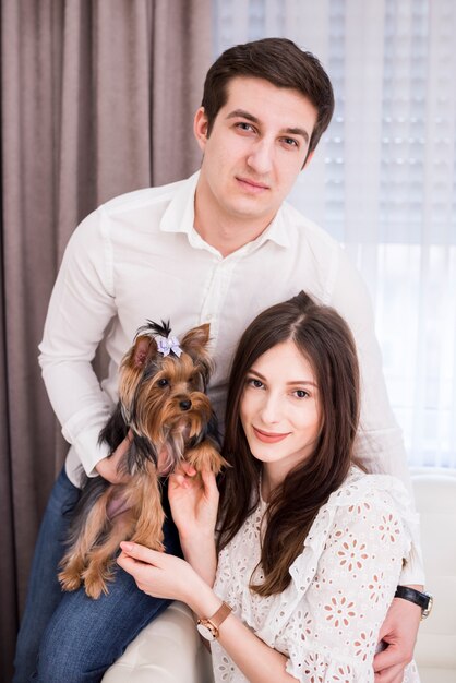 Portrait of modern couple at home