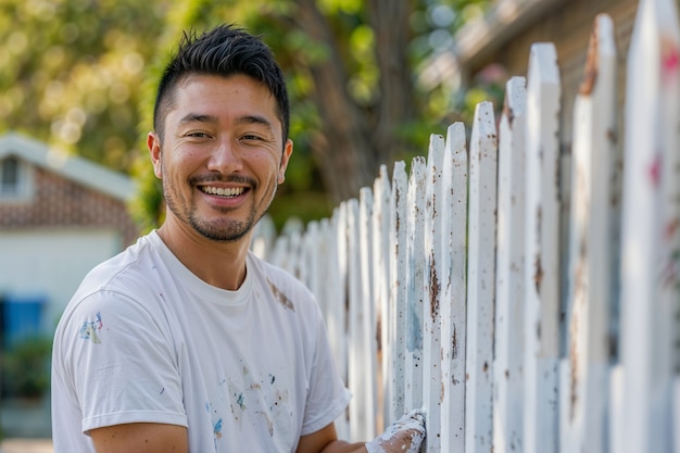 Free photo portrait of modern man performing housework in a gentle and dreamy atmosphere