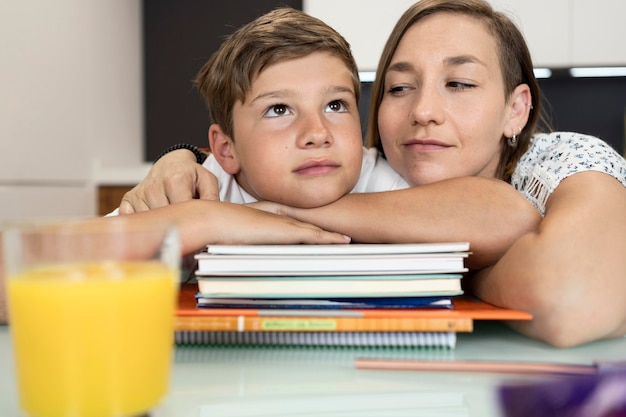 Portrait of mother and son together