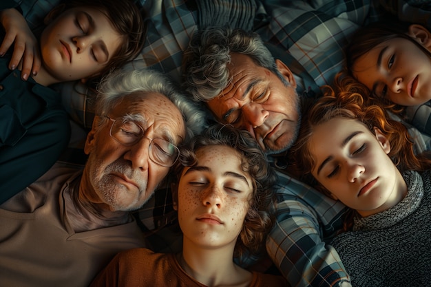 Free photo portrait of multi-generational family sharing a house due to unaffordable price increase in the housing market