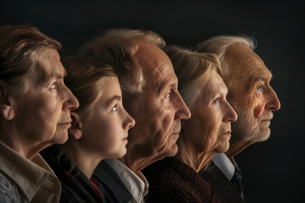 Free Photo portrait of multi-generational family sharing a house due to unaffordable price increase in the housing market