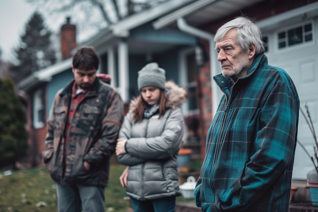 Free Photo portrait of multi-generational family sharing a house due to unaffordable price increase in the housing market