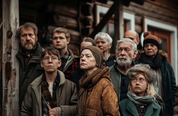 Free Photo portrait of multi-generational family sharing a house due to unaffordable price increase in the housing market