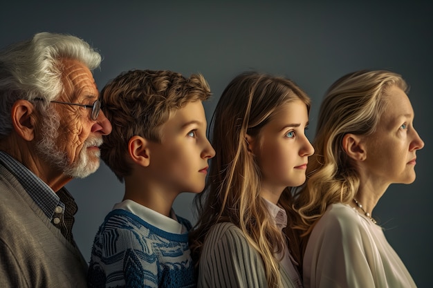 Free Photo portrait of multi-generational family sharing household space due to expensive housing prices