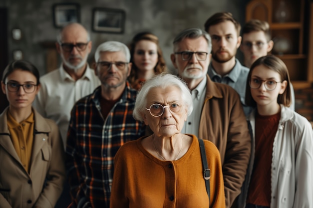 Free Photo portrait of multi-generational family sharing household space due to expensive housing prices