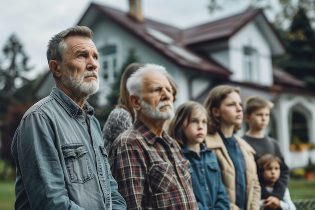 Free photo portrait of multi-generational family sharing household space due to expensive housing prices