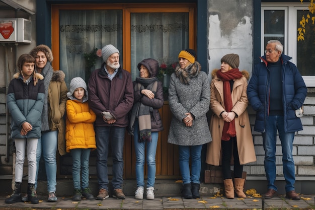 Portrait of multi-generational family sharing household space due to expensive housing prices