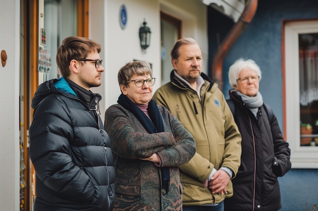 Portrait of multi-generational family sharing household space due to expensive housing prices