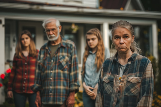 Free Photo portrait of multi-generational family sharing household space due to expensive housing prices