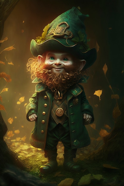 Free Photo portrait of mystical leprechaun character surrounded by nature and vegetation