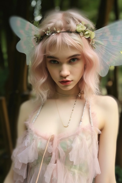 Free photo portrait of mythical fairy woman with wings