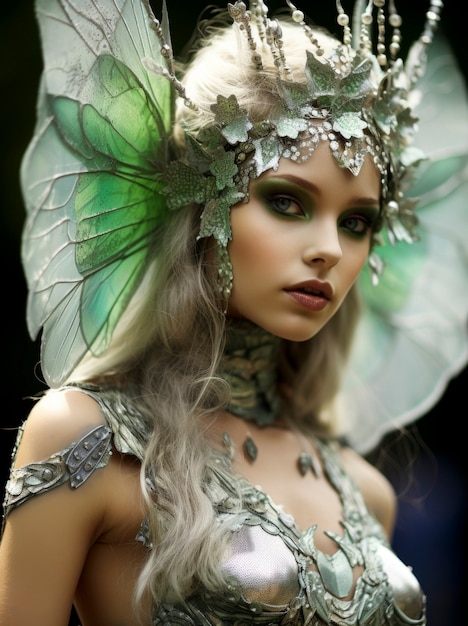 Free Photo portrait of mythical fairy woman with wings