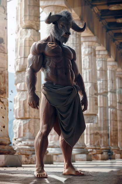 Free photo portrait of mythological minotaur