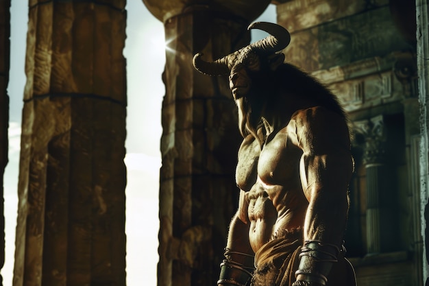 Free Photo portrait of mythological minotaur