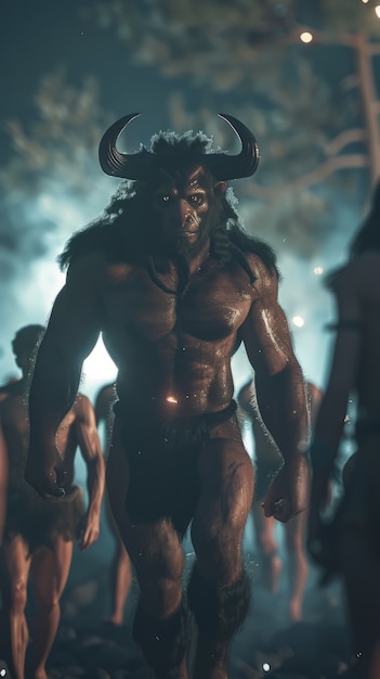 Free photo portrait of mythological minotaur