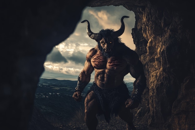 Free photo portrait of mythological minotaur