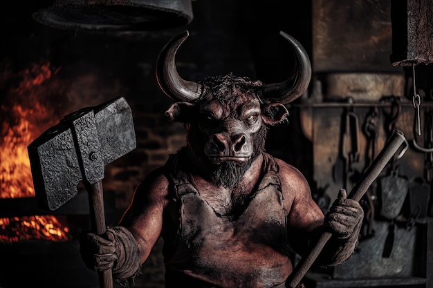 Portrait of mythological minotaur