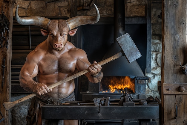 Free photo portrait of mythological minotaur