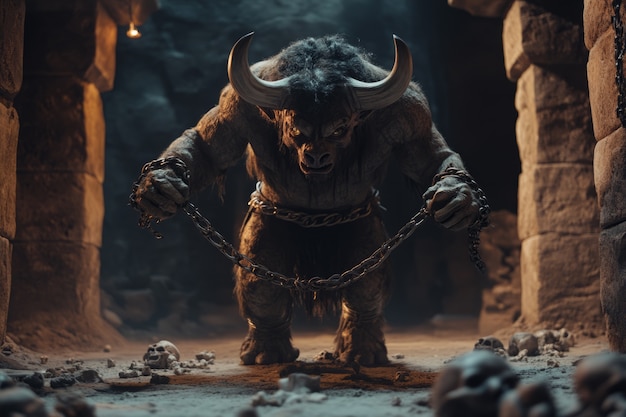 Portrait of mythological minotaur