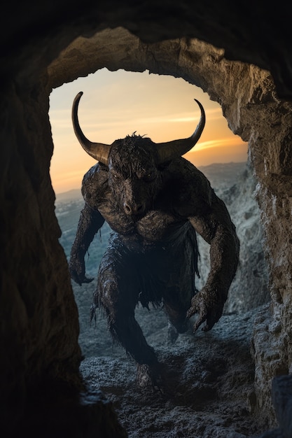 Free Photo portrait of mythological minotaur