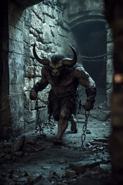 Free Photo portrait of mythological minotaur