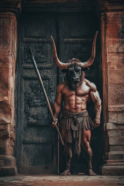 Free Photo portrait of mythological minotaur