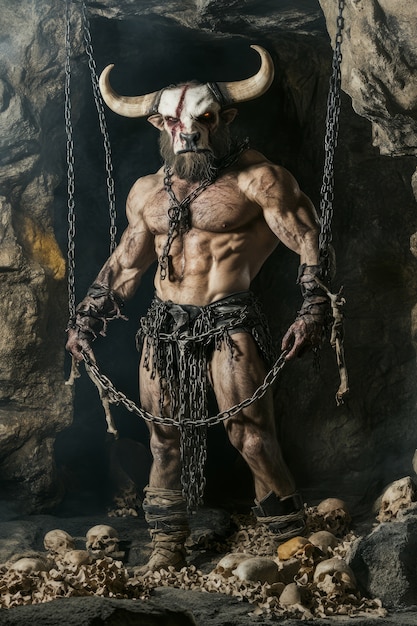 Free Photo portrait of mythological minotaur