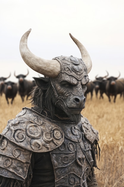 Free Photo portrait of mythological minotaur