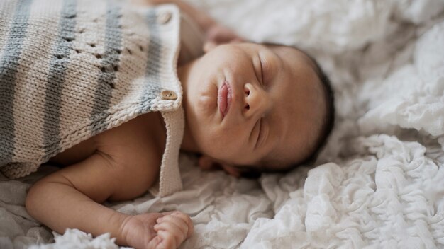 Portrait of new born taking a nap