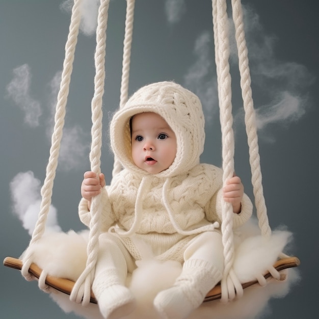 Free Photo portrait of newborn baby in swing