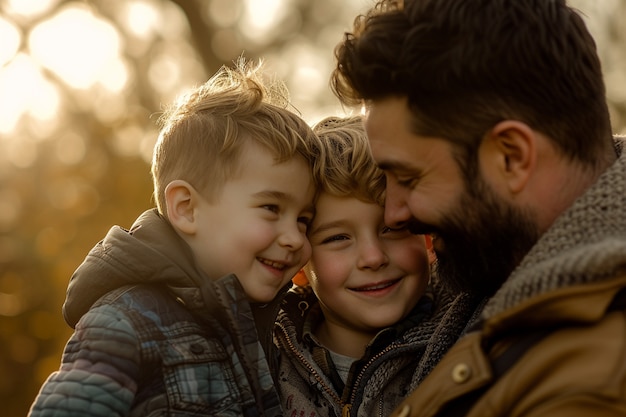 Portrait of non-traditional family with single father