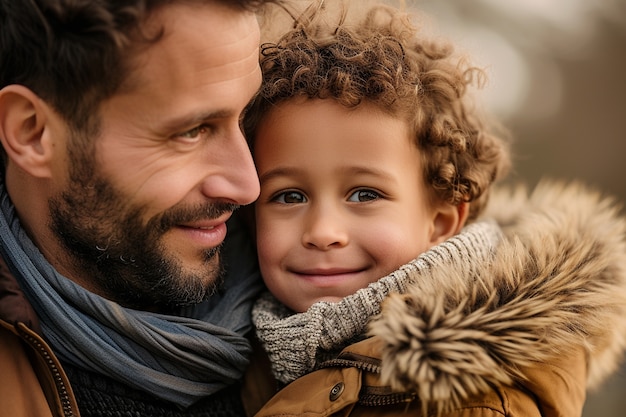 Portrait of non-traditional family with single father