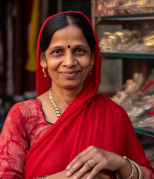 Portrait of old indian woman