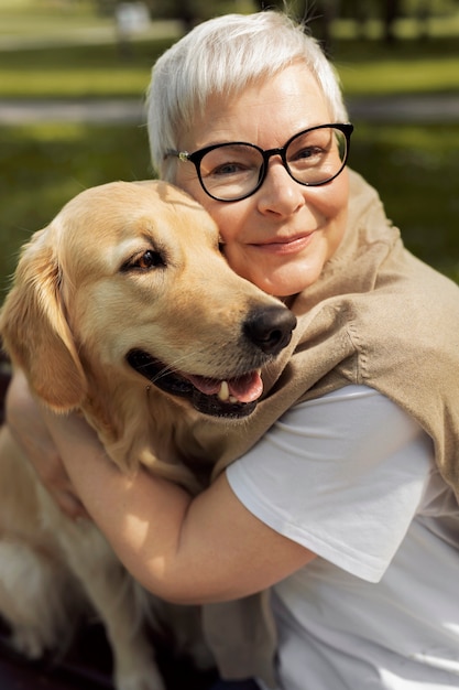 Portrait of older person with their dog