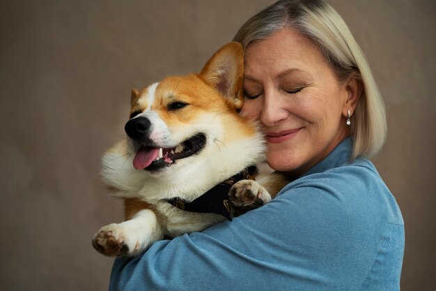 Portrait of older person with their dog