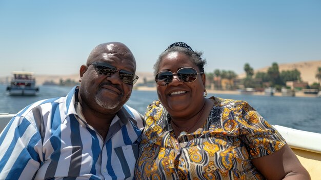 Portrait of overweight couple traveling the world for world tourism day