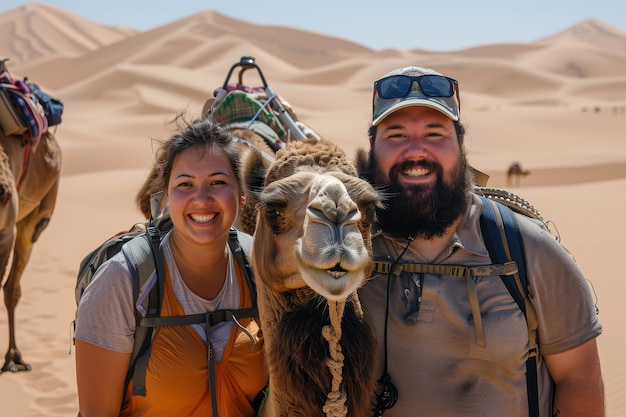 Free photo portrait of overweight couple traveling the world for world tourism day