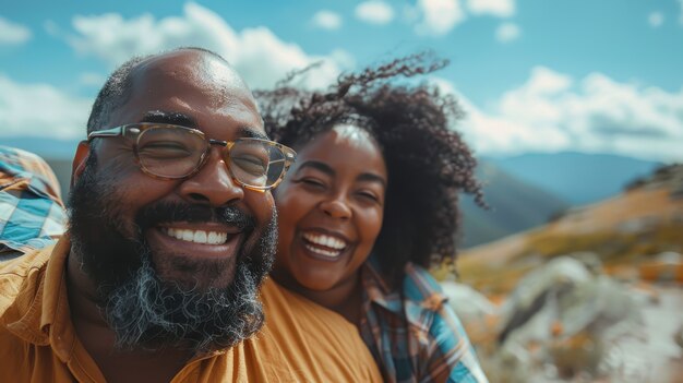 Portrait of overweight couple traveling the world for world tourism day