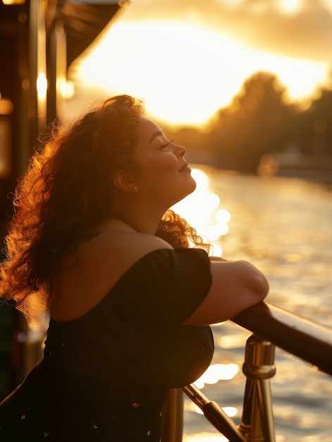 Free photo portrait of overweight woman during world traveling and vacation